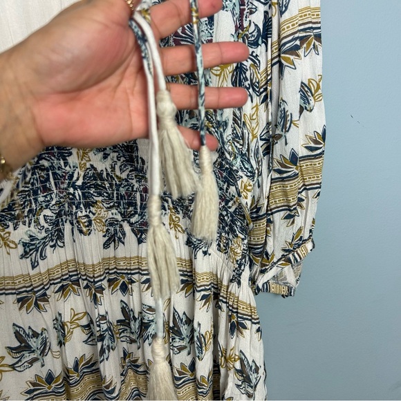 NEW Free People boho moonlight drive mini dress floral ivory combo size L - Picture 7 of 15